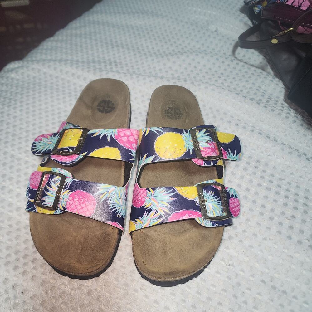 SIMPLY SOUTHERN EUC WOMENS SZ, 9 SIMPLY BLUE PINEAPPLE SANDALS SHOES